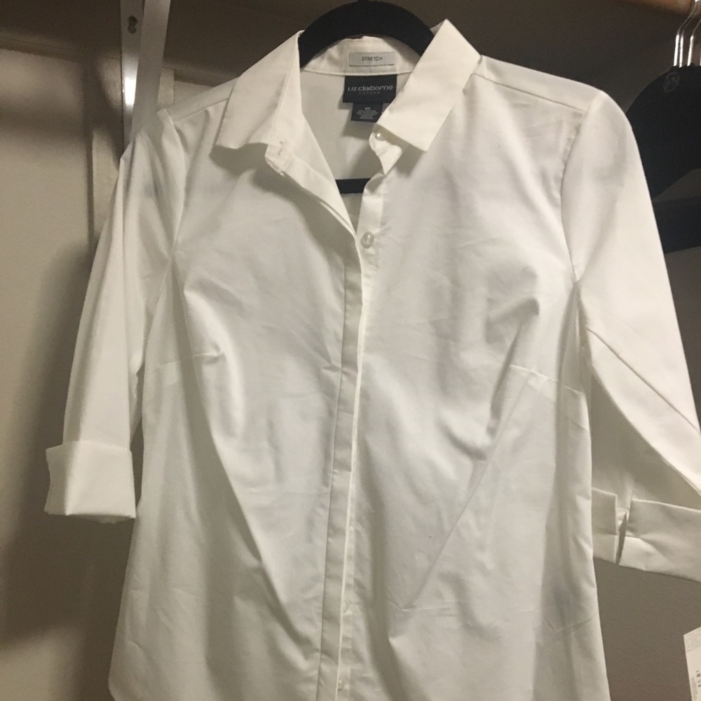 White Liz Claiborne Button-down Blouse